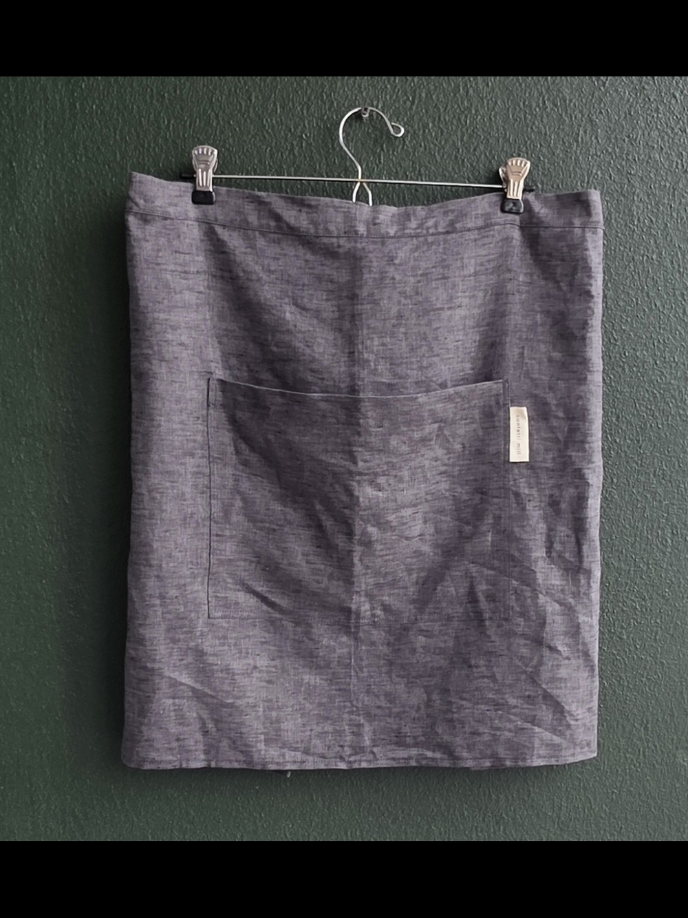 Classic Slate Gray Linen Pocket APRON - Women's M/L